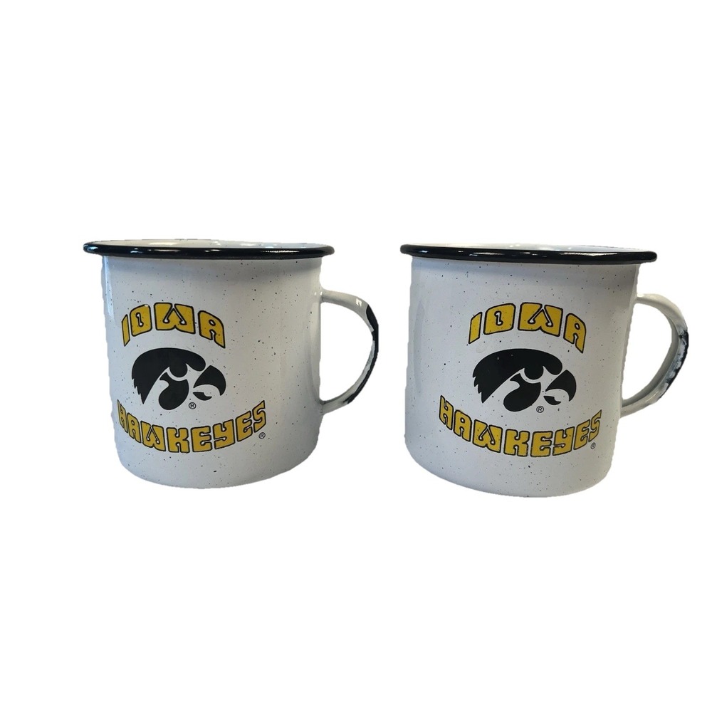 Mugs Iowa Hawkeyes Enamel Coffee Set of 2 Vintage